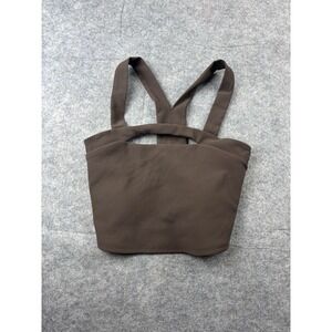 Sincerely Jules Women's Size XS Brown Cutout Tank Racerback Ribbed Crop Top